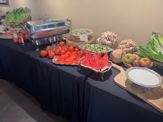 Catered dinner spread